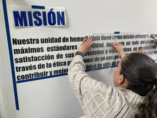 Colocación de vinil de visión, misión para empresa.