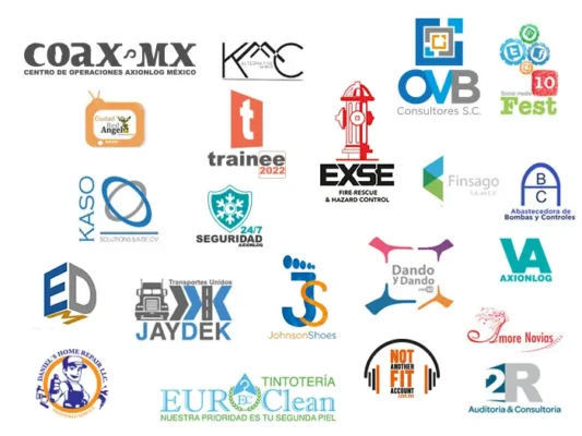 Diseño Gráfico Portafolio de logos diseñados por oK Agencia por hora o proyecto para diversas empresas y proyectos, incluyendo gobierno de la CDMX, CEDIS de cadena de suministros y gimnasios.